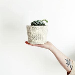 idea for mothers day knitted gift a knitted pot planter cover from TheMerryThought.com 