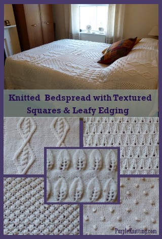 knitted bedspread from textured squares bobble stitch cables