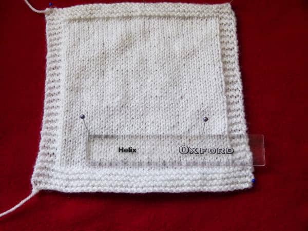 knitting gauge swatch checking stitch gauge